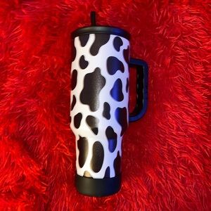 Cow Print Travel Mug with Handle